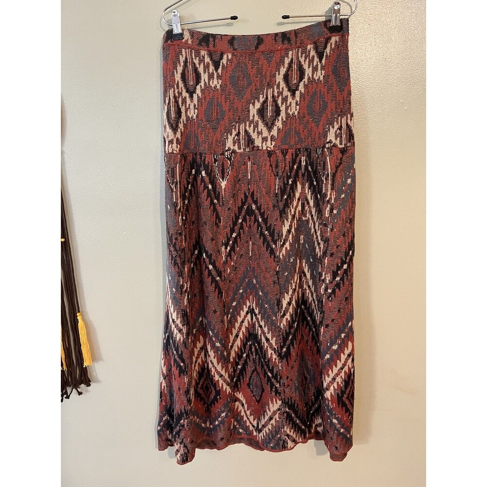 Peruvian Connection Midi Geometric print Brown Pima Cotton Midi Skirt M